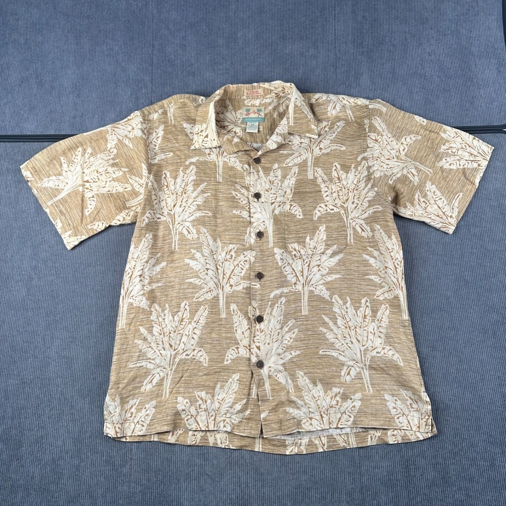 Reyn Spooner Button Up Shirt Mens M Beige Hawaii  Classic TAILORED IN KOREA